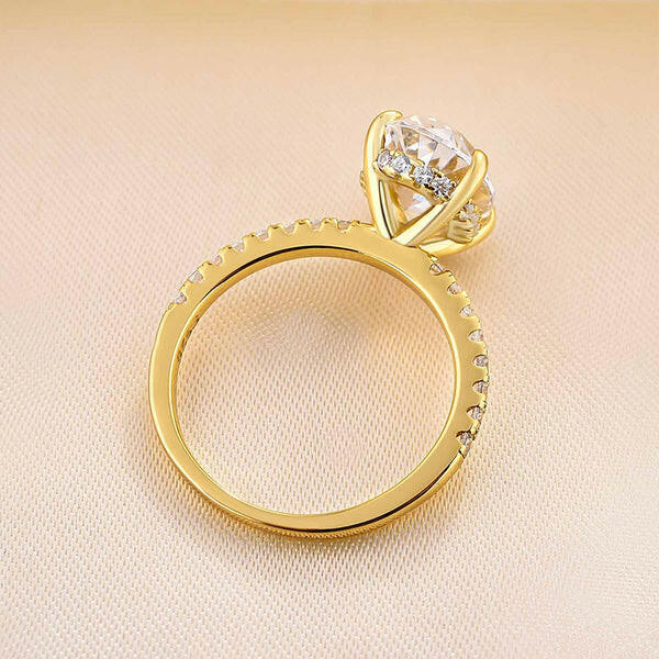 Yellow Gold 3.50 Ct Oval Cut Engagement Ring-Evani Naomi Jewelry