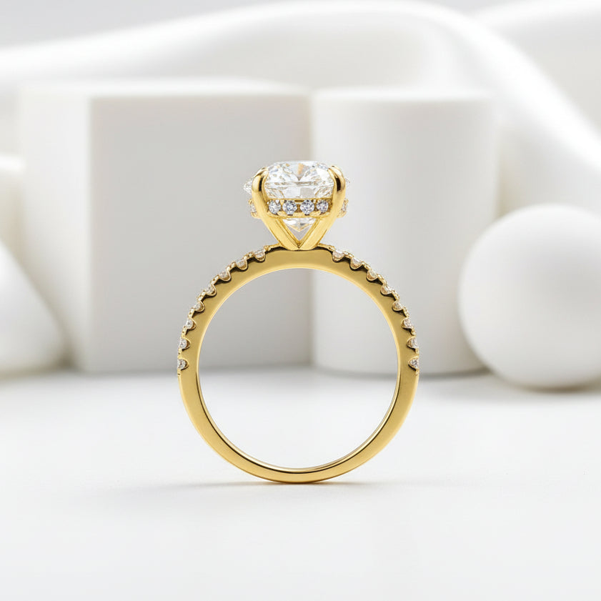 Yellow Gold 3.50 Ct Oval Cut Diamond Engagement Ring-Evani Jewelry