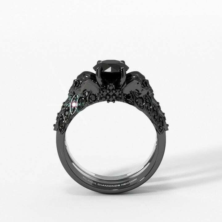 You're My Forever- 1.25 Carat Round Cut Diamond Skulls Promise Ring Set-Evani Naomi Jewelry