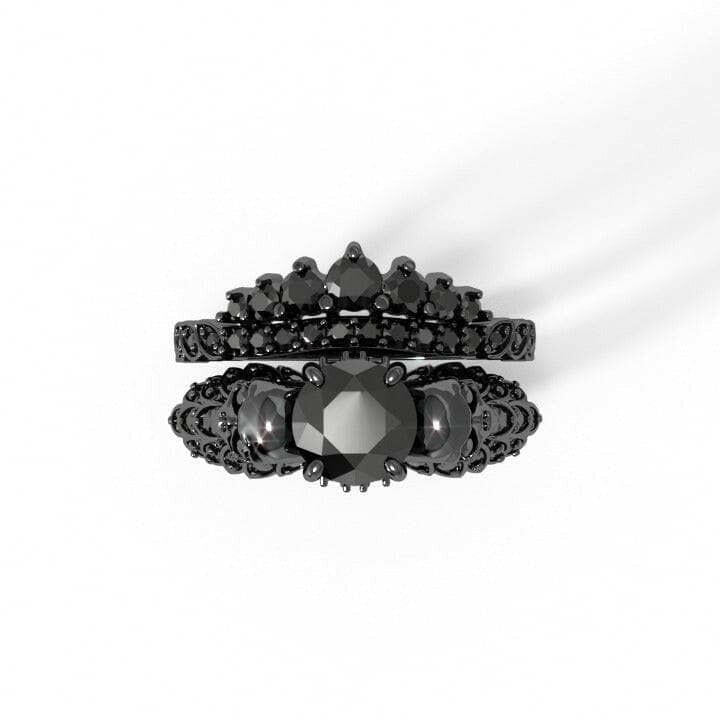 You're My Forever- 1.25 Carat Round Cut Diamond Skulls Promise Ring Set-Evani Naomi Jewelry