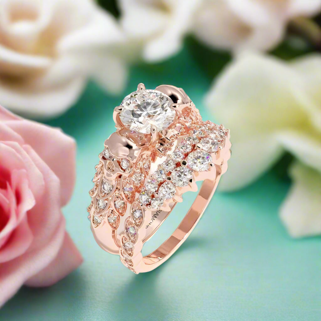 You're My Forever- 1.25 Carat Round Cut Diamond Skulls Promise Ring Set-Evani Naomi Jewelry
