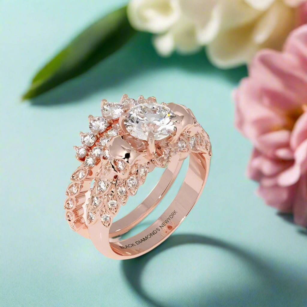 You're My Forever- 1.25 Carat Round Cut Diamond Skulls Promise Ring Set-Evani Naomi Jewelry