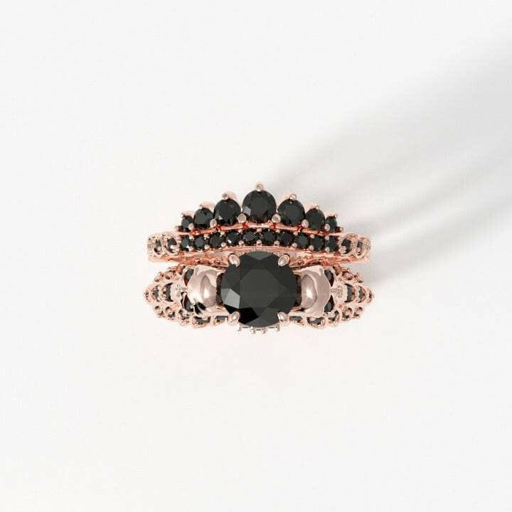 You're My Forever- 1.25 Carat Round Cut Diamond Skulls Promise Ring Set-Evani Naomi Jewelry