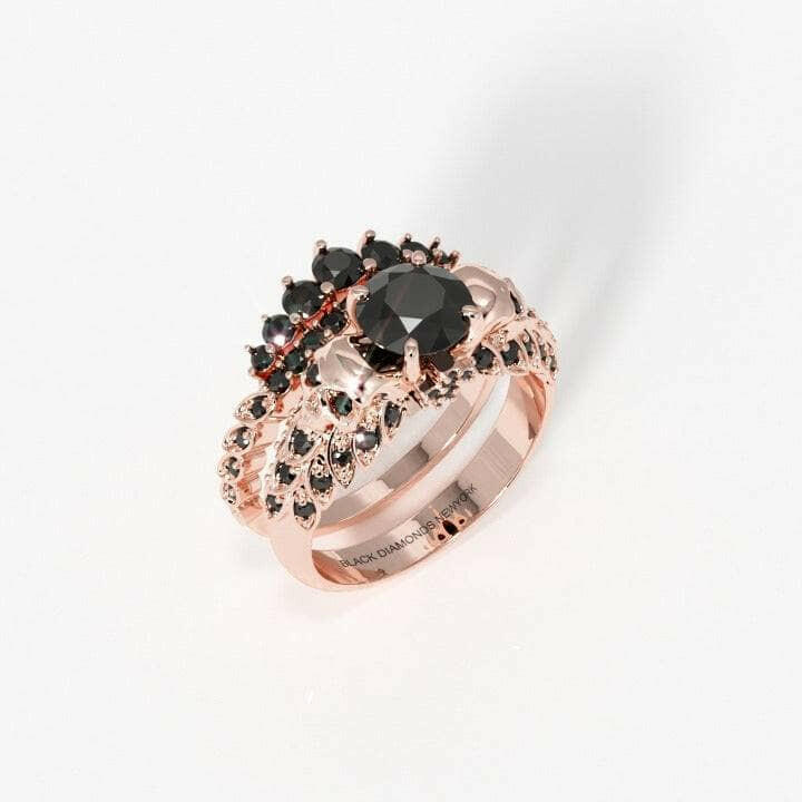 You're My Forever- 1.25 Carat Round Cut Diamond Skulls Promise Ring Set-Evani Naomi Jewelry