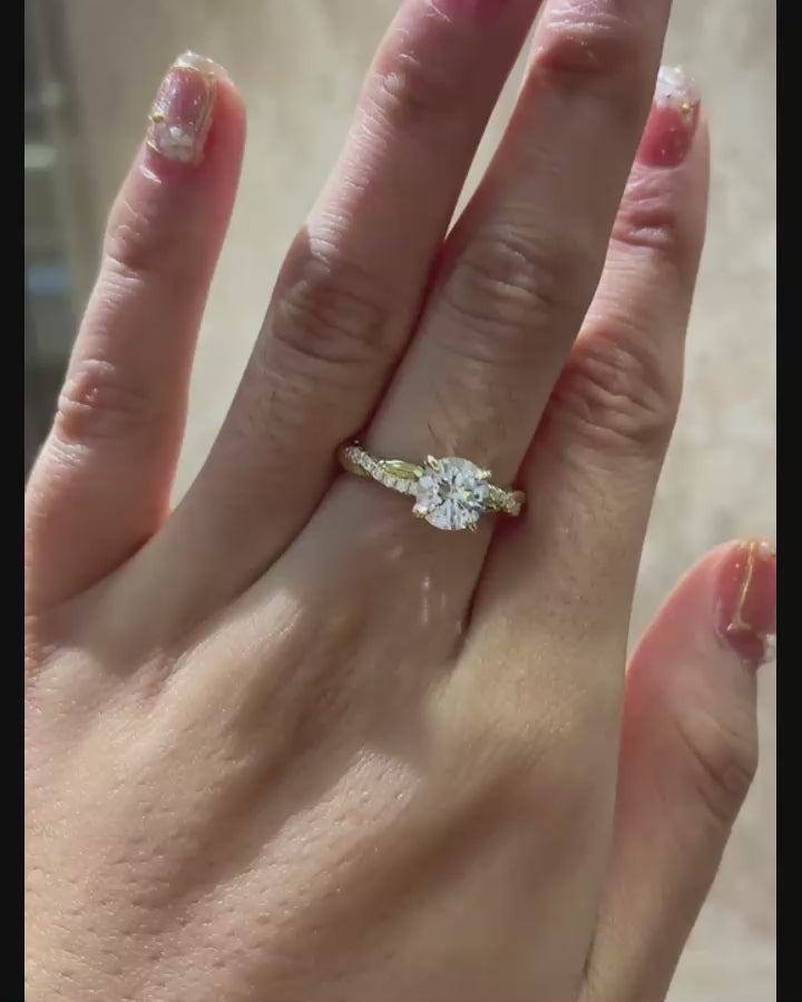 Twist Yellow Gold 1.25 Ct Round Cut Promise Ring