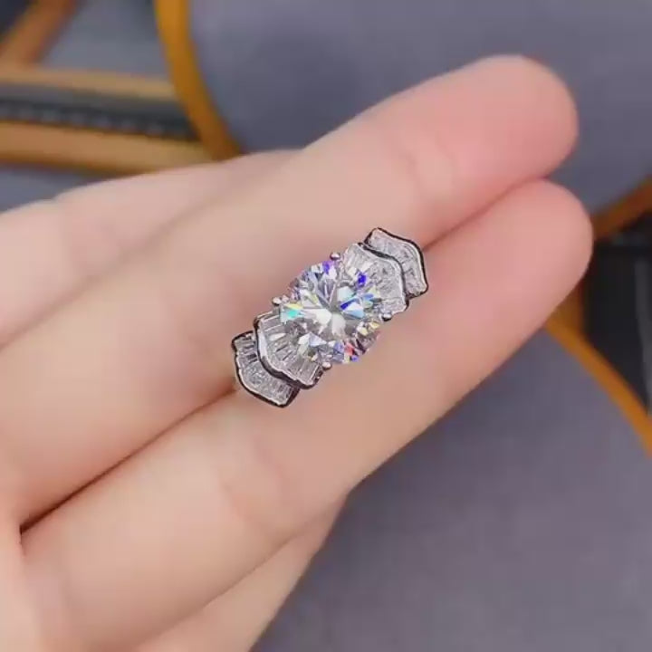 14k White Gold 2.0 Ct Crackling Engagement Ring