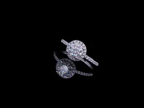 1.00 ct Round-cut Diamond Halo Engagement Ring
