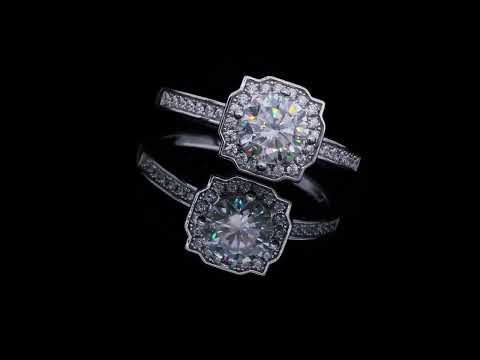 Round 1.00 ct Diamond Halo Channel Engagement Ring